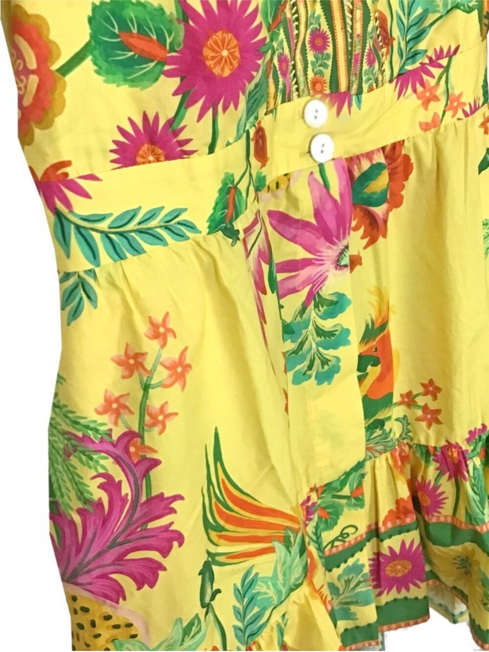 FARM Rio Yellow Delicate Fruit Garden Organic Cotton Mini Dress Size M NWOT - Picture 7 of 12